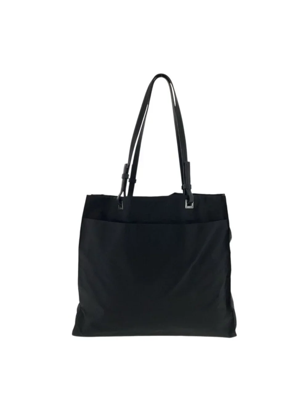 Prada Tessuto Black Silver Nylon Leather Tote Shoulder